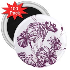 A Drawing Of A Plant With Purple Flowers 3  Magnets (100 Pack) by catchydesignhill