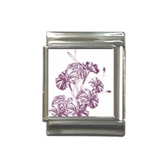 A Drawing Of A Plant With Purple Flowers Italian Charm (13mm) by catchydesignhill