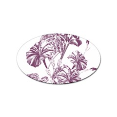 A Drawing Of A Plant With Purple Flowers Sticker (oval) by catchydesignhill