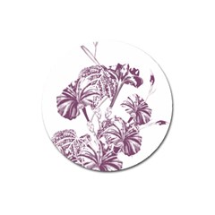 A Drawing Of A Plant With Purple Flowers Magnet 3  (round) by catchydesignhill