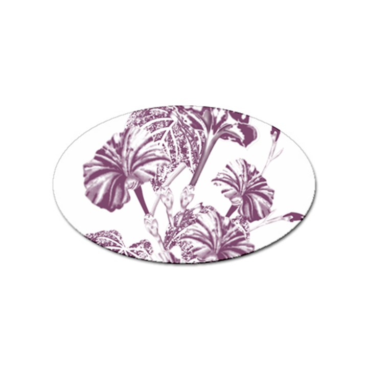 A Drawing Of A Plant With Purple Flowers Sticker Oval (10 pack)