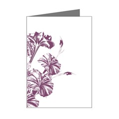 A Drawing Of A Plant With Purple Flowers Mini Greeting Card by catchydesignhill