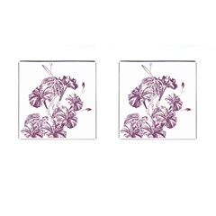 A Drawing Of A Plant With Purple Flowers Cufflinks (square) by catchydesignhill