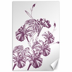 A Drawing Of A Plant With Purple Flowers Canvas 24  X 36  by catchydesignhill