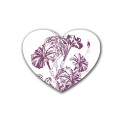 A Drawing Of A Plant With Purple Flowers Rubber Heart Coaster (4 Pack) by catchydesignhill