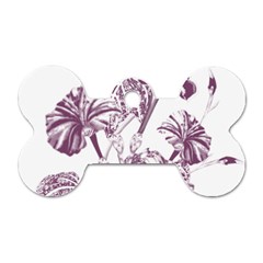 A Drawing Of A Plant With Purple Flowers Dog Tag Bone (two Sides) by catchydesignhill