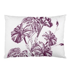 A Drawing Of A Plant With Purple Flowers Pillow Case by catchydesignhill