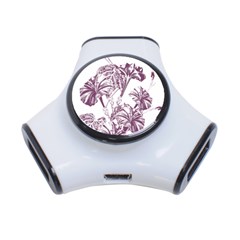 A Drawing Of A Plant With Purple Flowers 3-port Usb Hub by catchydesignhill