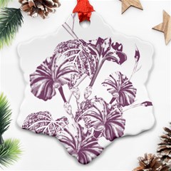 A Drawing Of A Plant With Purple Flowers Snowflake Ornament (two Sides)