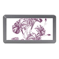 A Drawing Of A Plant With Purple Flowers Memory Card Reader (mini)