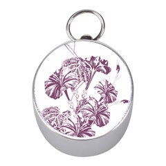 A Drawing Of A Plant With Purple Flowers Mini Silver Compasses by catchydesignhill