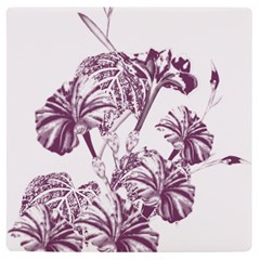 A Drawing Of A Plant With Purple Flowers Uv Print Square Tile Coaster  by catchydesignhill