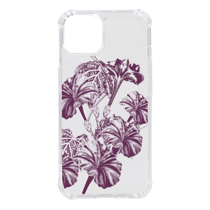 A Drawing Of A Plant With Purple Flowers iPhone 14 TPU UV Print Case