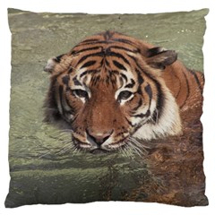 Swimming Tiger Large Cushion Case (one Side) by ExtraGoodSauce