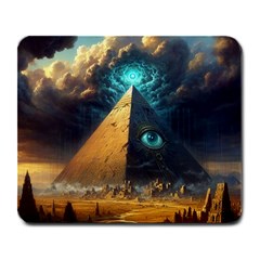 Mystic Blue Pyramid Art Large Mousepad by ExtraGoodSauce