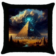 Mystic Blue Pyramid Art Throw Pillow Case (black) by ExtraGoodSauce