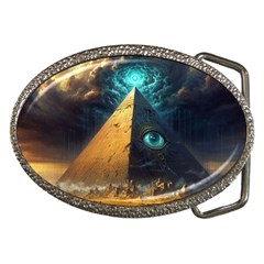 Mystic Blue Pyramid Art Belt Buckles by ExtraAwesomeSauce