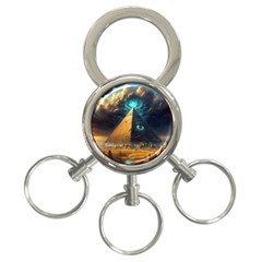 Mystic Blue Pyramid Art 3-ring Key Chain by ExtraGoodSauce