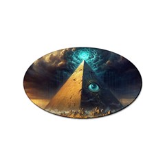 Mystic Blue Pyramid Art Sticker (Oval)