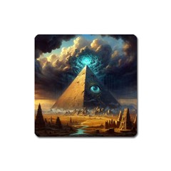 Mystic Blue Pyramid Art Square Magnet by ExtraGoodSauce