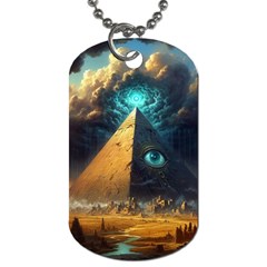 Mystic Blue Pyramid Art Dog Tag (one Side) by ExtraGoodSauce