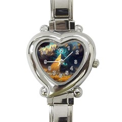 Mystic Blue Pyramid Art Heart Italian Charm Watch by ExtraGoodSauce