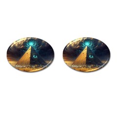 Mystic Blue Pyramid Art Cufflinks (oval) by ExtraGoodSauce