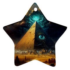 Mystic Blue Pyramid Art Star Ornament (two Sides) by ExtraGoodSauce