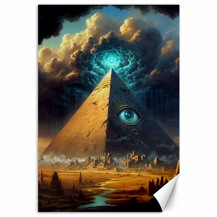 Mystic Blue Pyramid Art Canvas 12  x 18 