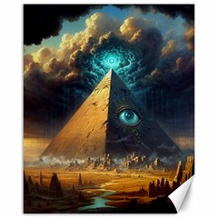 Mystic Blue Pyramid Art Canvas 16  x 20 