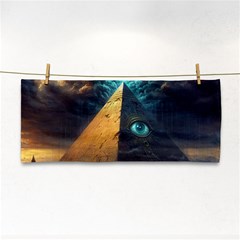 Mystic Blue Pyramid Art Hand Towel by ExtraGoodSauce