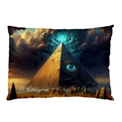 Mystic Blue Pyramid Art Pillow Case by ExtraGoodSauce