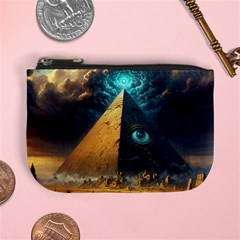 Mystic Blue Pyramid Art Mini Coin Purse by ExtraGoodSauce