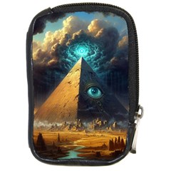 Mystic Blue Pyramid Art Compact Camera Leather Case by ExtraGoodSauce