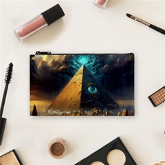 Mystic Blue Pyramid Art Cosmetic Bag (small) by ExtraGoodSauce