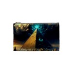 Mystic Blue Pyramid Art Cosmetic Bag (Small) Front