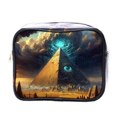 Mystic Blue Pyramid Art Mini Toiletries Bag (one Side) by ExtraGoodSauce