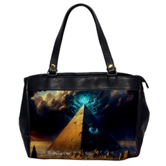 Mystic Blue Pyramid Art Oversize Office Handbag by ExtraGoodSauce