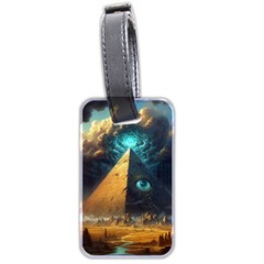 Mystic Blue Pyramid Art Luggage Tag (two Sides) by ExtraGoodSauce