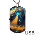 Mystic Blue Pyramid Art Dog Tag USB Flash (Two Sides) Front