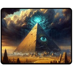 Mystic Blue Pyramid Art Two Sides Fleece Blanket (medium) by ExtraGoodSauce