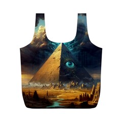 Mystic Blue Pyramid Art Full Print Recycle Bag (m) by ExtraAwesomeSauce