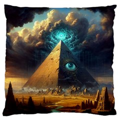 Mystic Blue Pyramid Art Standard Premium Plush Fleece Cushion Case (one Side) by ExtraGoodSauce