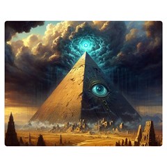 Mystic Blue Pyramid Art Two Sides Premium Plush Fleece Blanket (teen Size) by ExtraGoodSauce