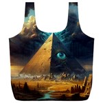 Mystic Blue Pyramid Art Full Print Recycle Bag (XXL) Back