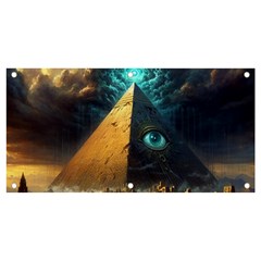 Mystic Blue Pyramid Art Banner And Sign 4  X 2  by ExtraGoodSauce