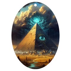 Mystic Blue Pyramid Art Uv Print Acrylic Ornament Oval by ExtraGoodSauce