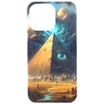 Mystic Blue Pyramid Art iPhone 15 Pro Max Black UV Print PC Hardshell Case Front