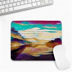 Vibrant Sunset Over Serene Lake Small Mousepad by ExtraGoodSauce