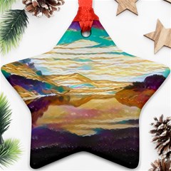 Vibrant Sunset Over Serene Lake Ornament (star)